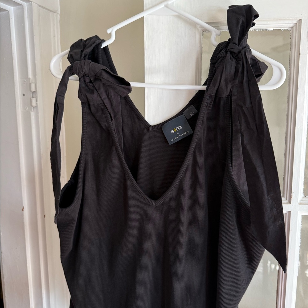Anthropologie Black Tie Front Tank Top